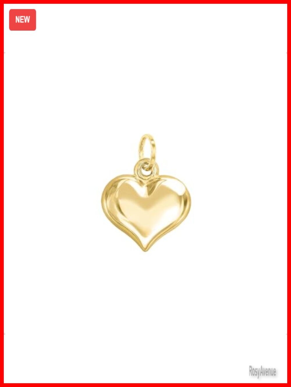 14K Yellow Gold Puffed Heart Pendant Charm Italian
